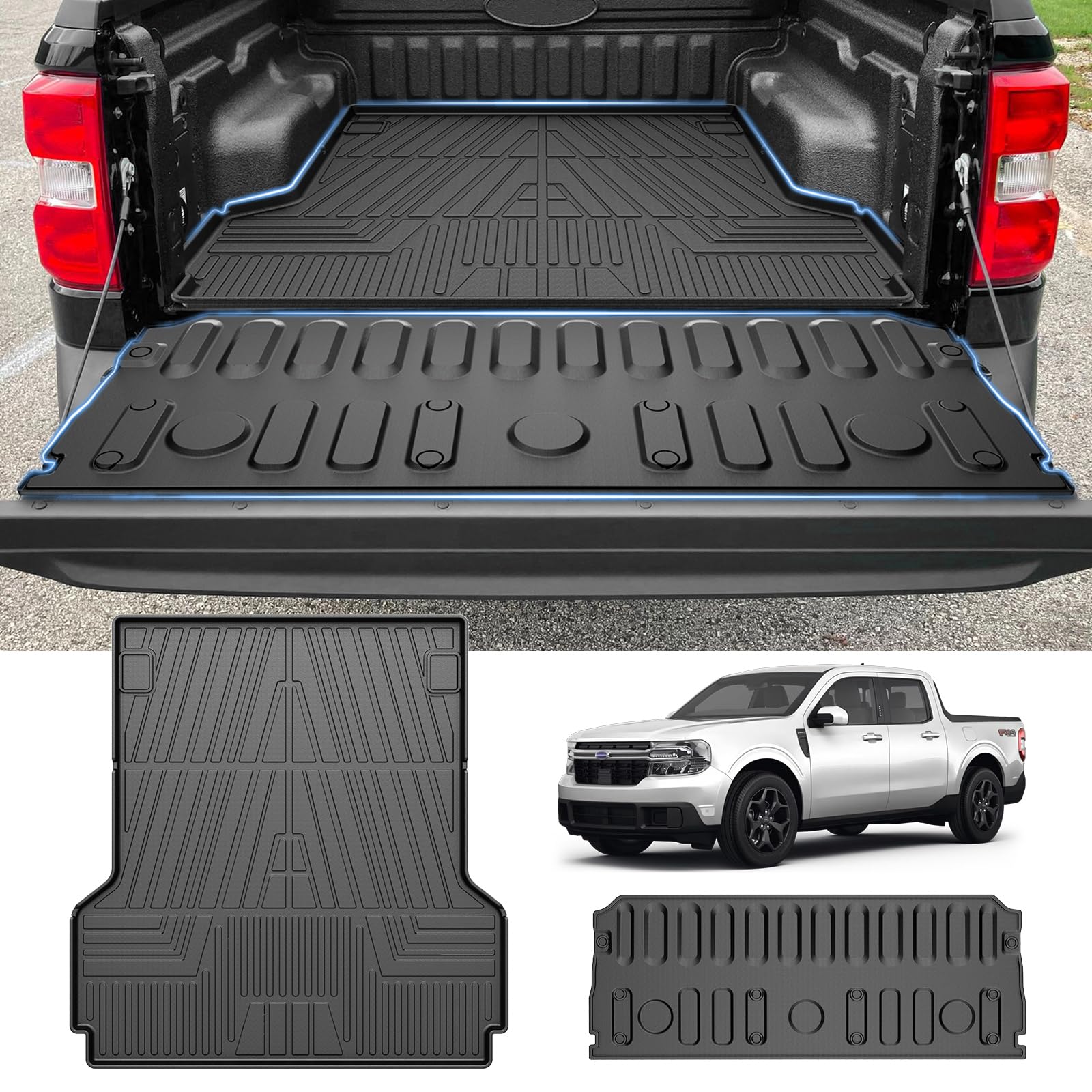 T TGBROS truck bed mat for Maverick shields the bed from dirt and scratches.