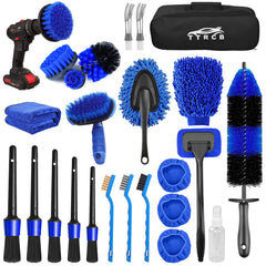 TTRCB 26Pcs detailing brush set with extended wheel brush for easy wheel cleaning.