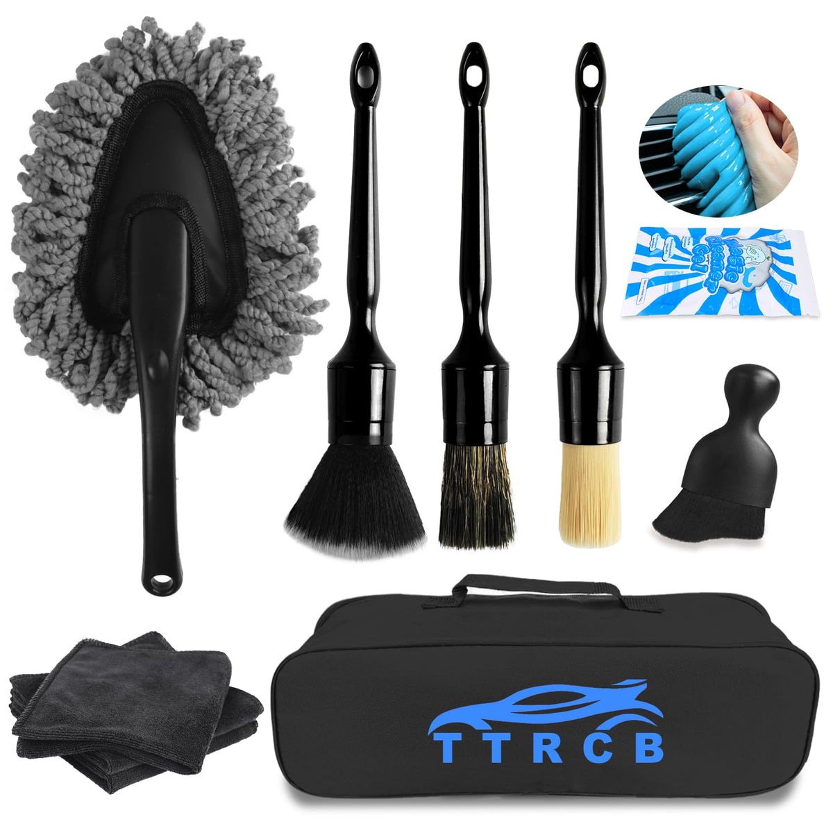 TTRCB car detailing kit interior cleaner demonstrates thorough cabin cleaning and crevice access.