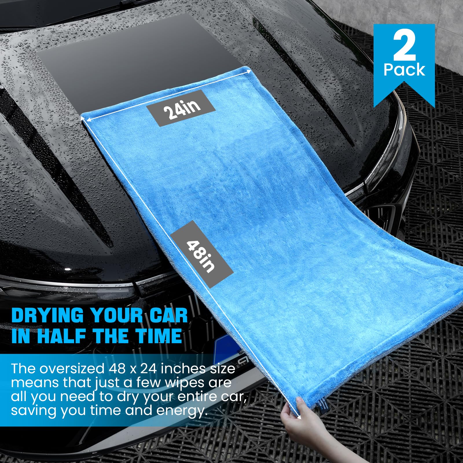 TTRCB streak-free drying towel provides a spotless finish with a single pass.