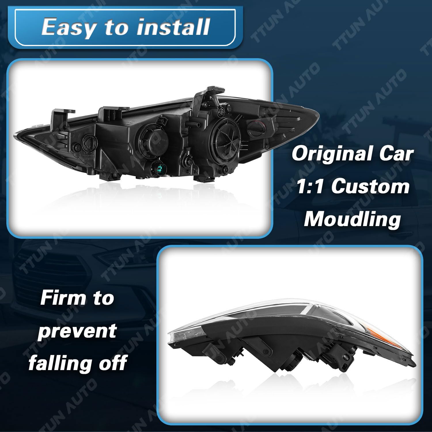 TTUN AUTO Elantra headlight easy-install replacement for quick aftermarket upgrade
