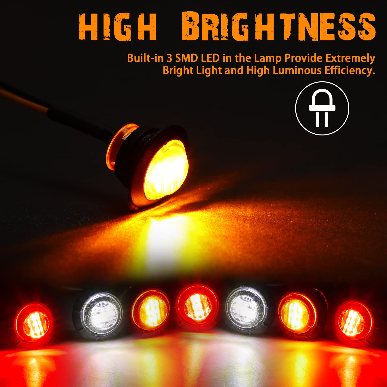 Tuanse 3-4inch marker lights with 23 cm wire for quick installation.