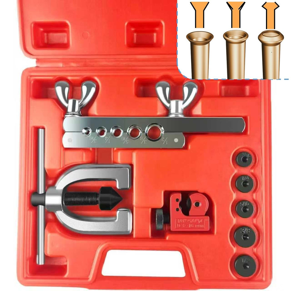 TUBPRO brake line flaring tool assembly for precise 45 degree flares on copper and aluminum tubing