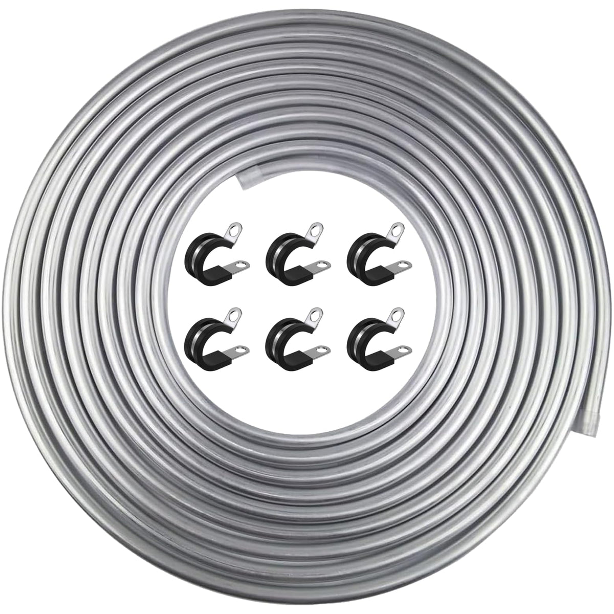 TUBPRO three-eighths OD aluminium fuel line close-up showing diameter for high-pressure use.