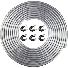 TUBPRO three-eighths OD aluminium fuel line close-up showing diameter for high-pressure use.