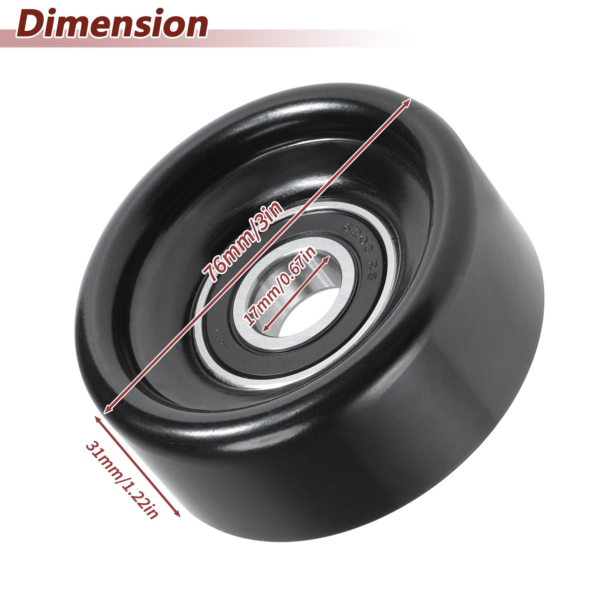 TUCKBOLD packaging shows 1x belt idler pulley and key specs for quick reference
