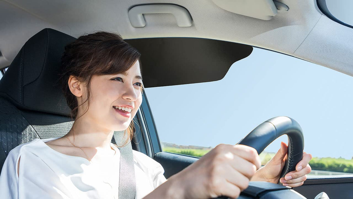 TuckVisor windshield sunshade 2-pack blocks glare and UV rays for safer driving.