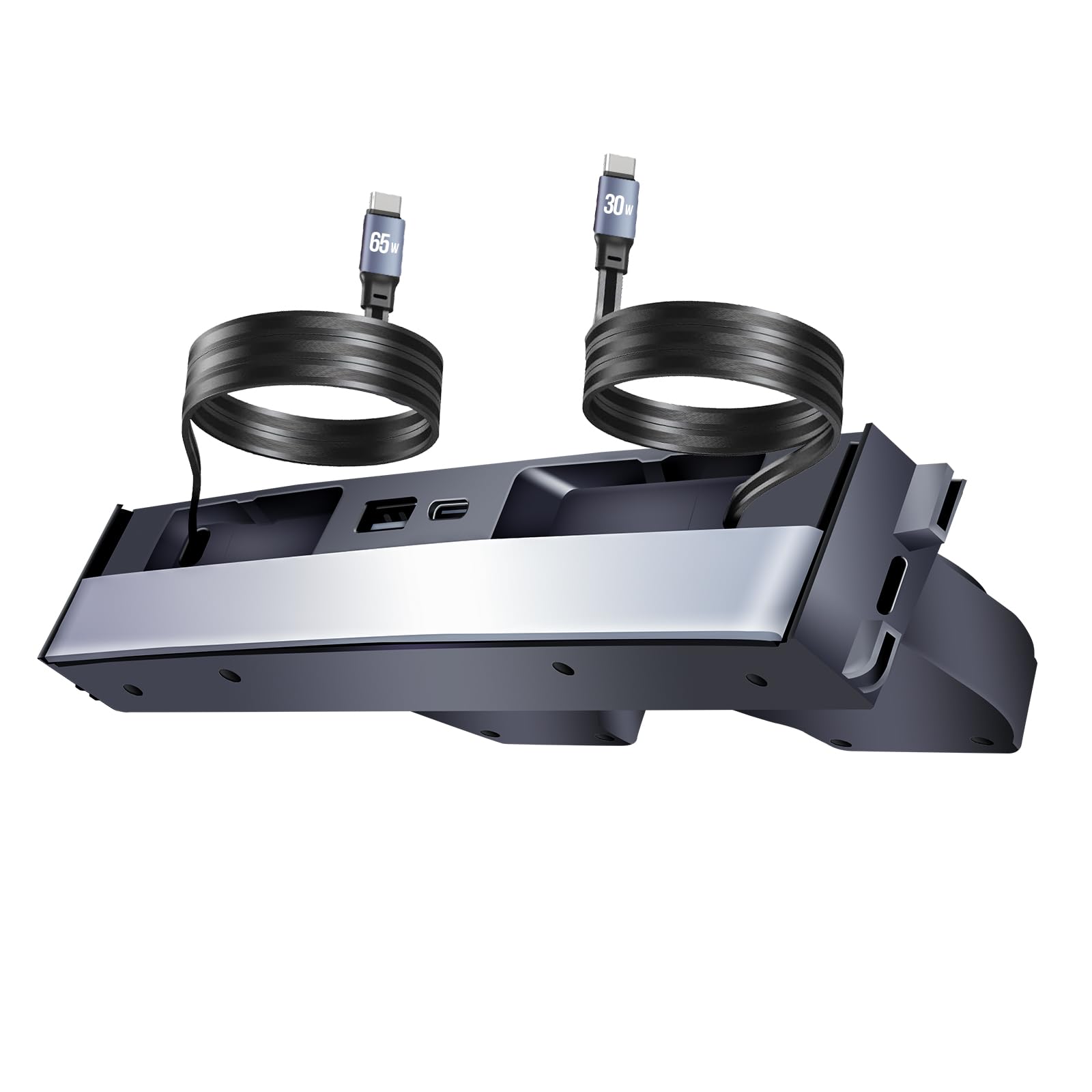 TUDEAO 65W hub front view enables fast charging in Tesla Model 3 Highland.