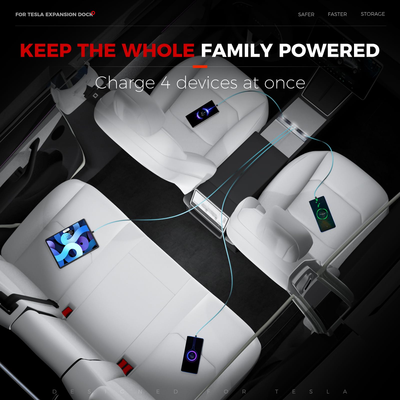TUDEAO 4-port hub supports simultaneous charging for phone, tablet, and more.