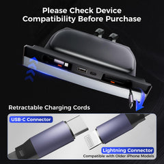 TUDEAO retractable phone charger integrated into Model Y interior
