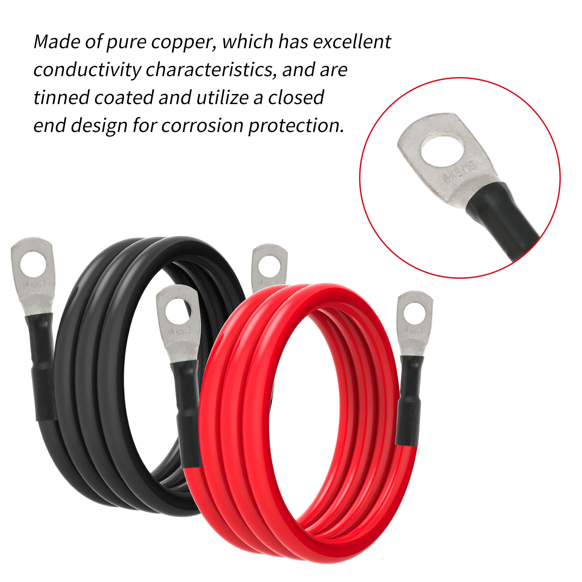 TUELETFU battery cables with two lugs shown ready for quick connections
