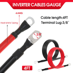 TUELETFU 4 AWG black battery cable 4 ft for ground and negative connections