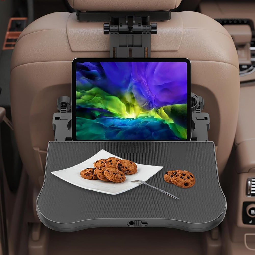 Tueou car seat tray table with rotary phone mount for hands-free use