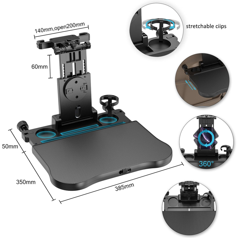 Tueou car seat tray table sturdy support rod ensures stable setup