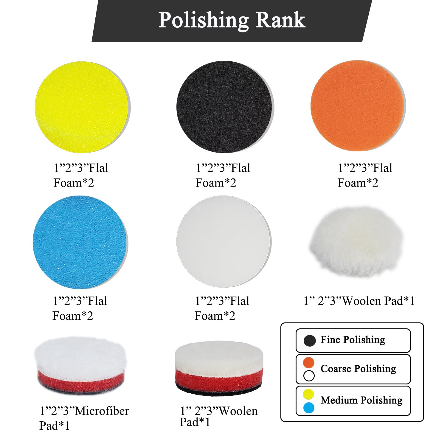 TuhooMall wool polishing pads provide robust buffing action for a smooth finish.