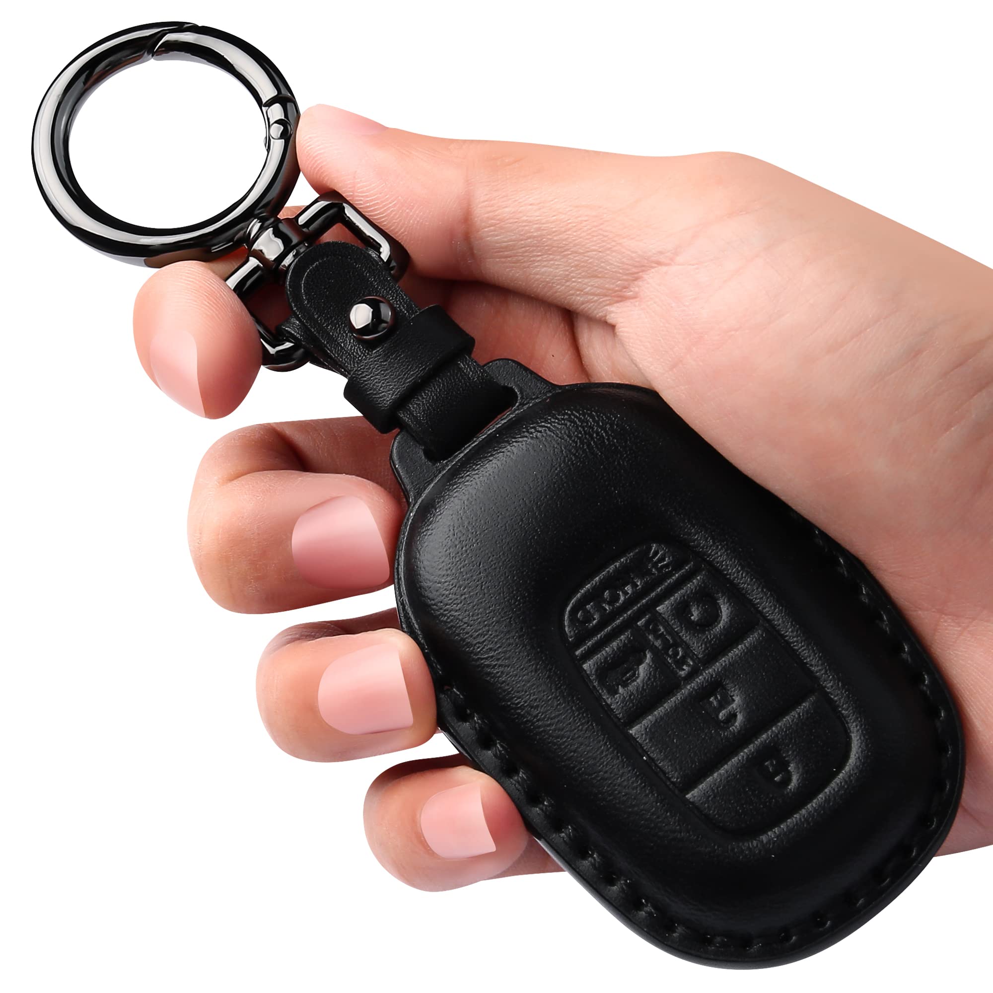 Tukellen Honda key fob cover in black leather protects against scratches.