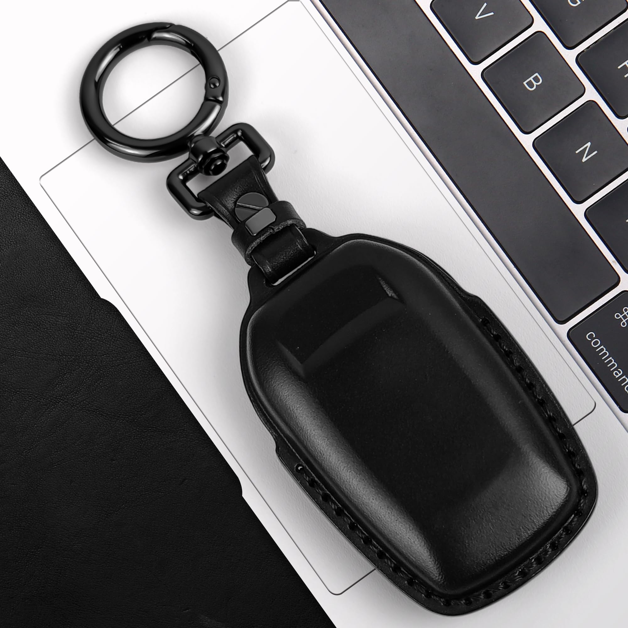 Tukellen leather key fob cover for Toyota Tundra, durable material and slim profile