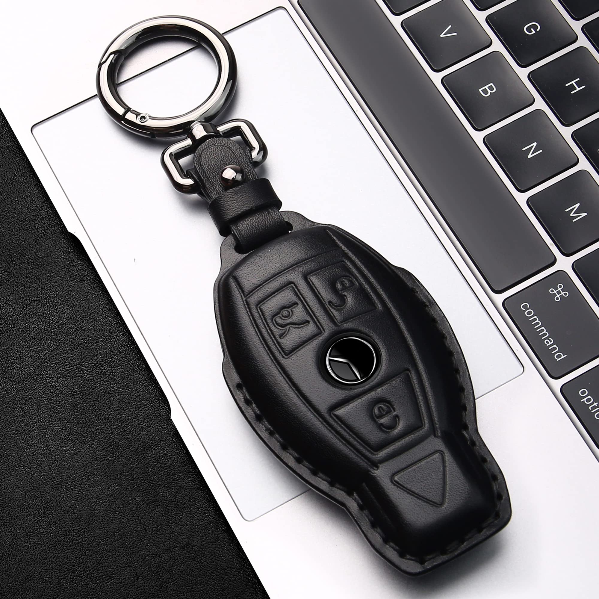 Tukellen Mercedes-Benz key fob cover black edge protection preserves logo and grip.
