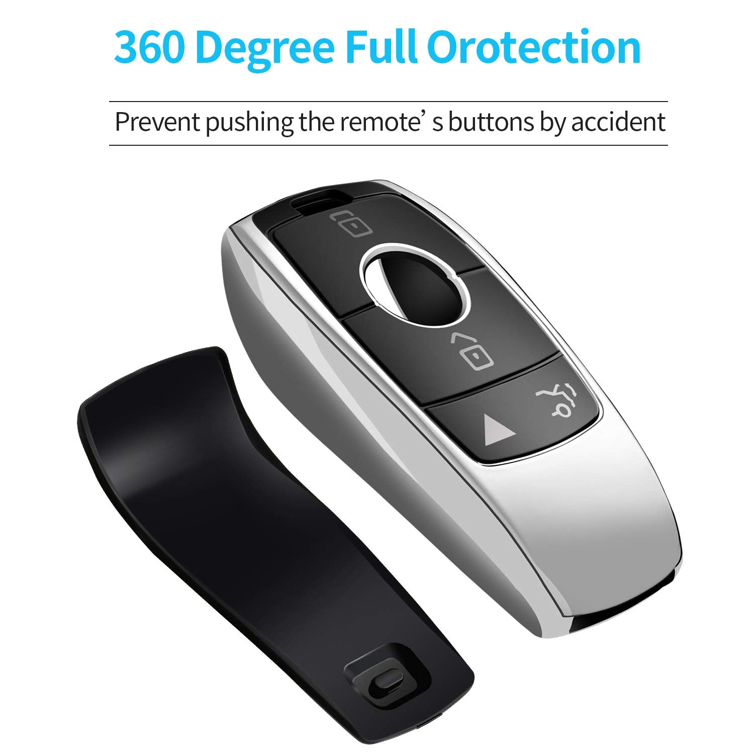 Tukellen Mercedes key fob cover silver textured TPU adds grip and daily durability.