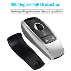Tukellen Mercedes key fob cover silver textured TPU adds grip and daily durability.