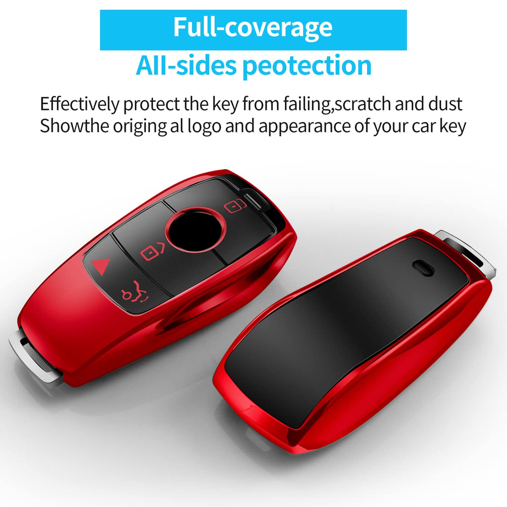 Tukellen red TPU case shields Mercedes keys from wear and dust.