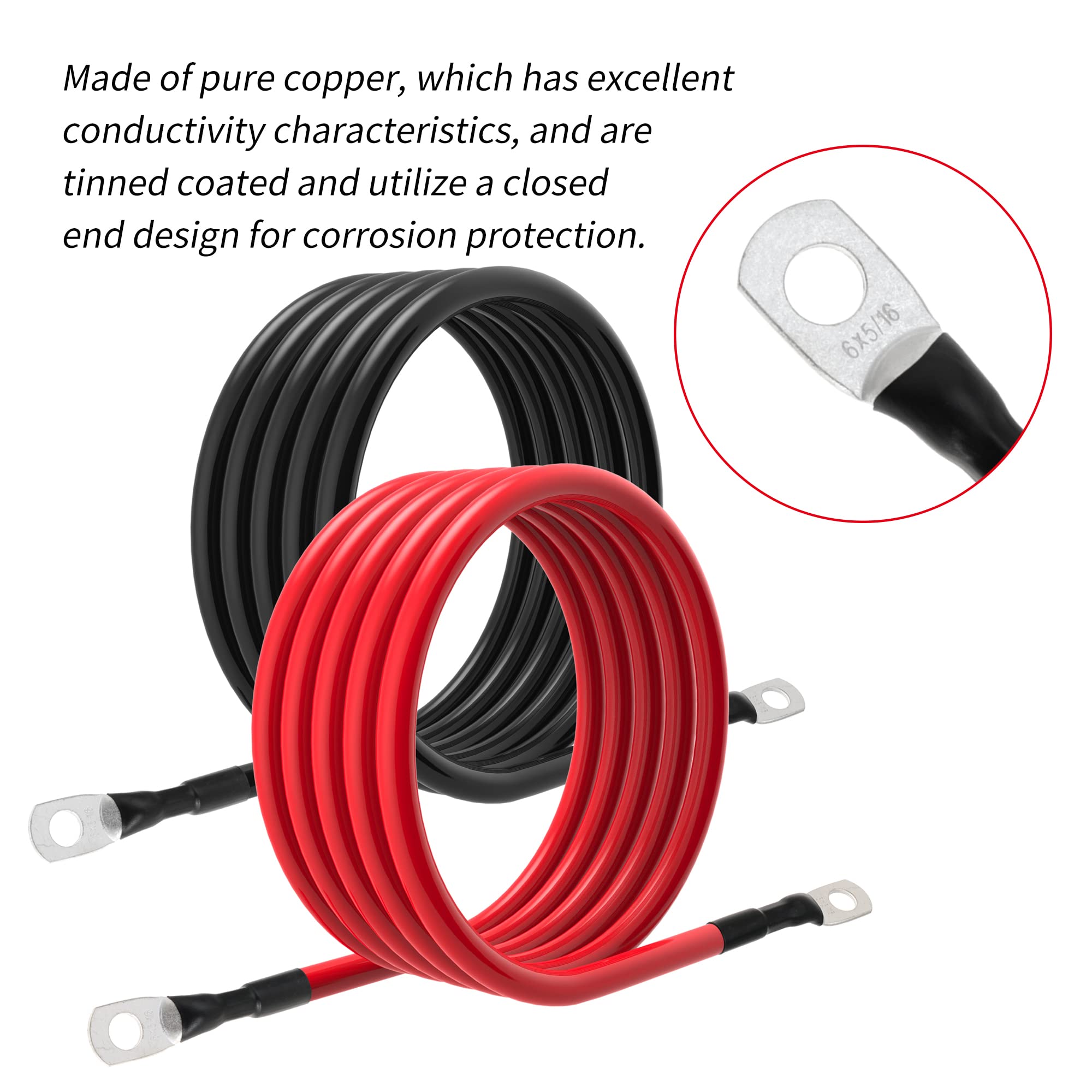 Tuletfu 5 ft length 6 AWG cable laid flat for planning.