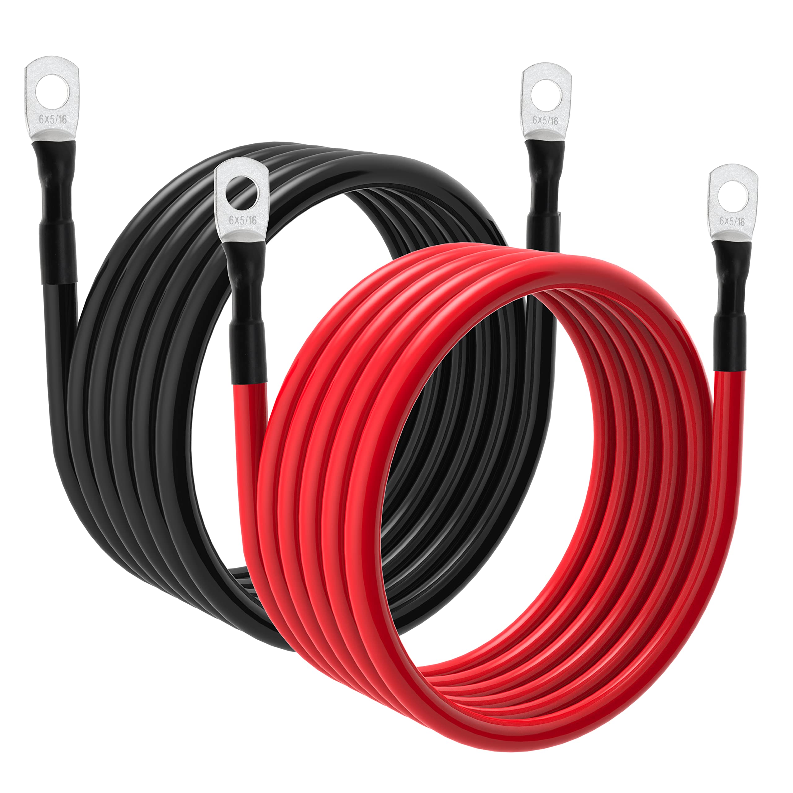 Tuletfu 6 AWG battery cables with dual 5/16in lugs for marine connections.