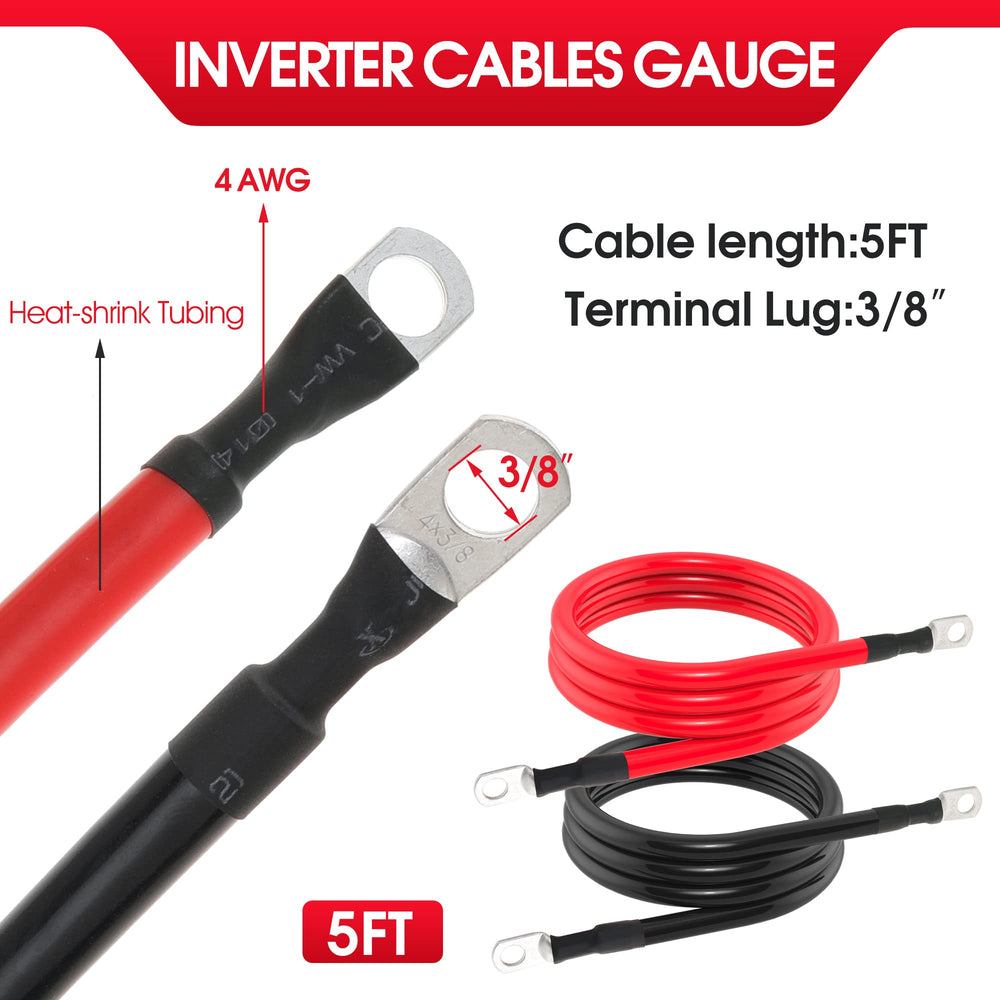 TUELETFU 4AWG black battery cable, 5ft, provides durable ground connections.