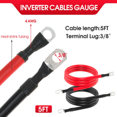 TUELETFU 4AWG black battery cable, 5ft, provides durable ground connections.