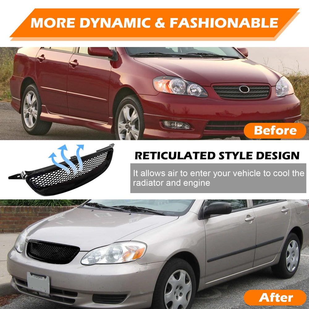 TULMTT on-car fitment front grille demonstrates seamless Corolla integration.