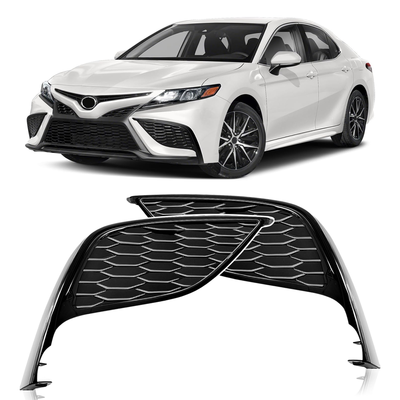TULMTT Camry fog light cover left side with gloss black finish for protection and style.