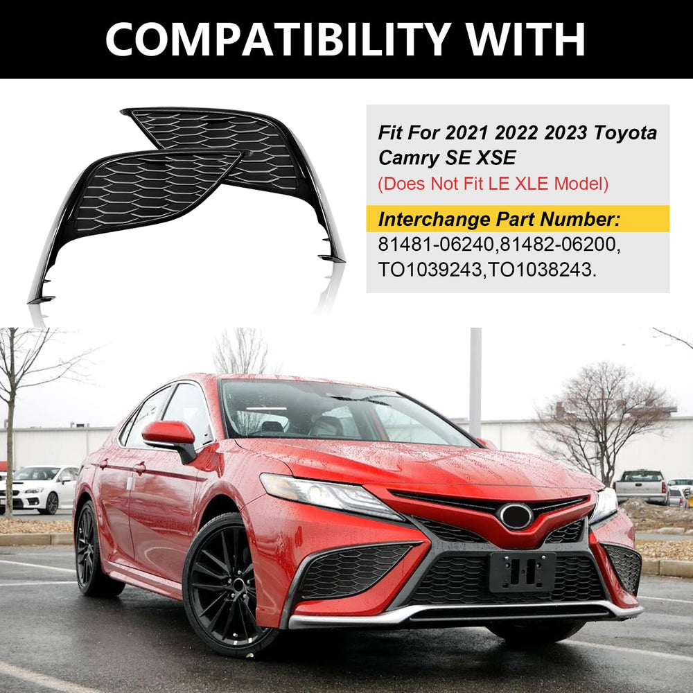 TULMTT Camry fog light cover right side with gloss black finish for protection and style.