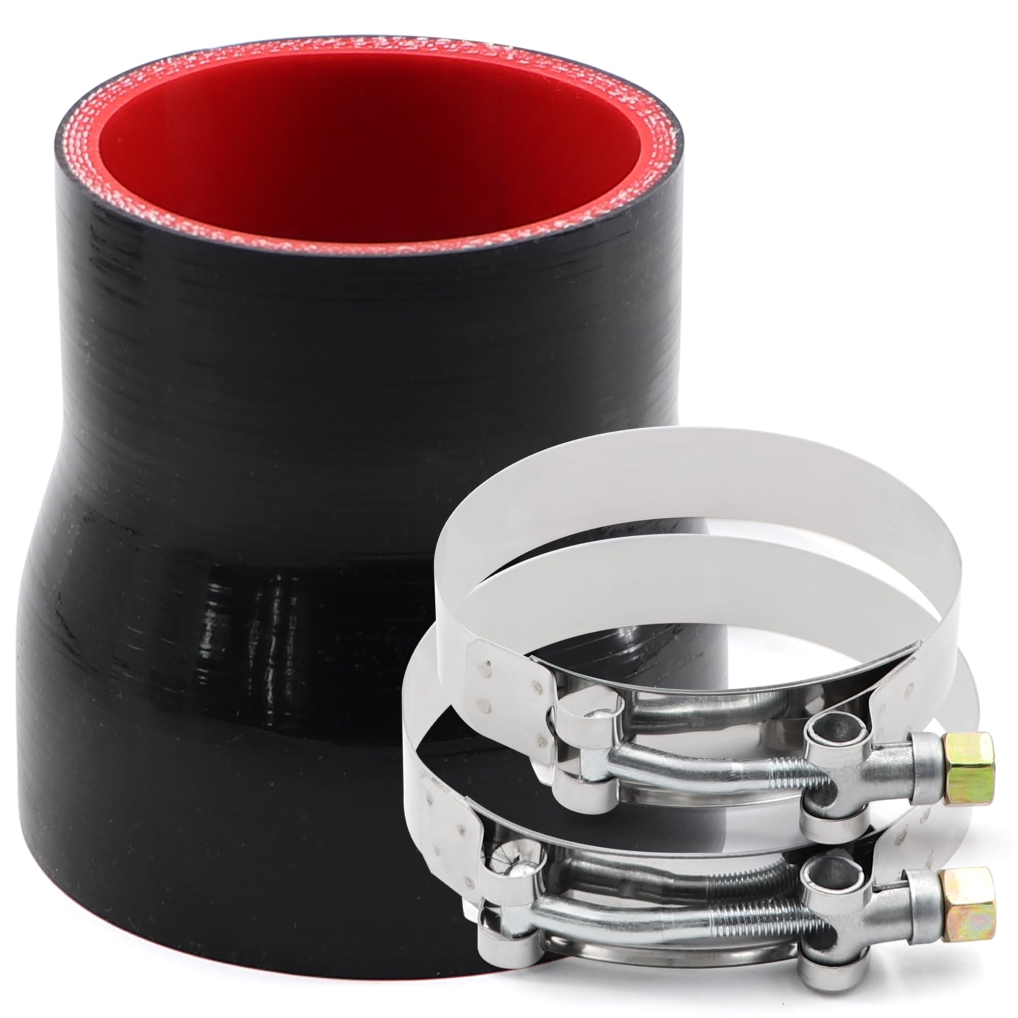 TuoLauthon silicone reducer coupler front view showing four-ply reinforcement for turbo piping