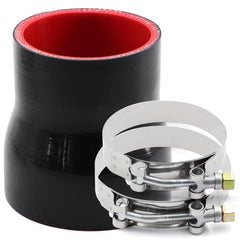 TuoLauthon silicone reducer coupler front view showing four-ply reinforcement for turbo piping