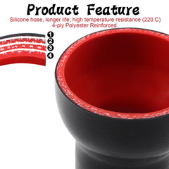 TuoLauthon silicone reducer coupler side view highlighting heat resistance up to 428 F