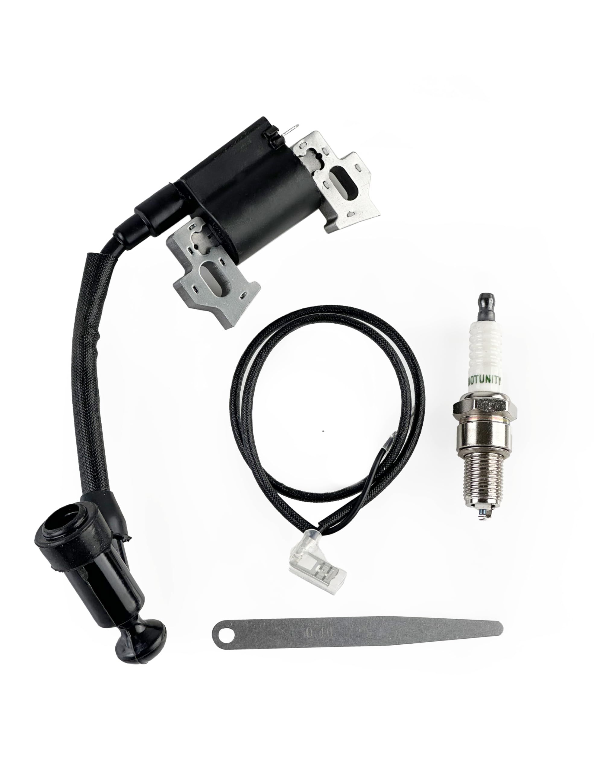 Turbotunity GXV160 ignition coil with spark plug cap improves starting reliability.