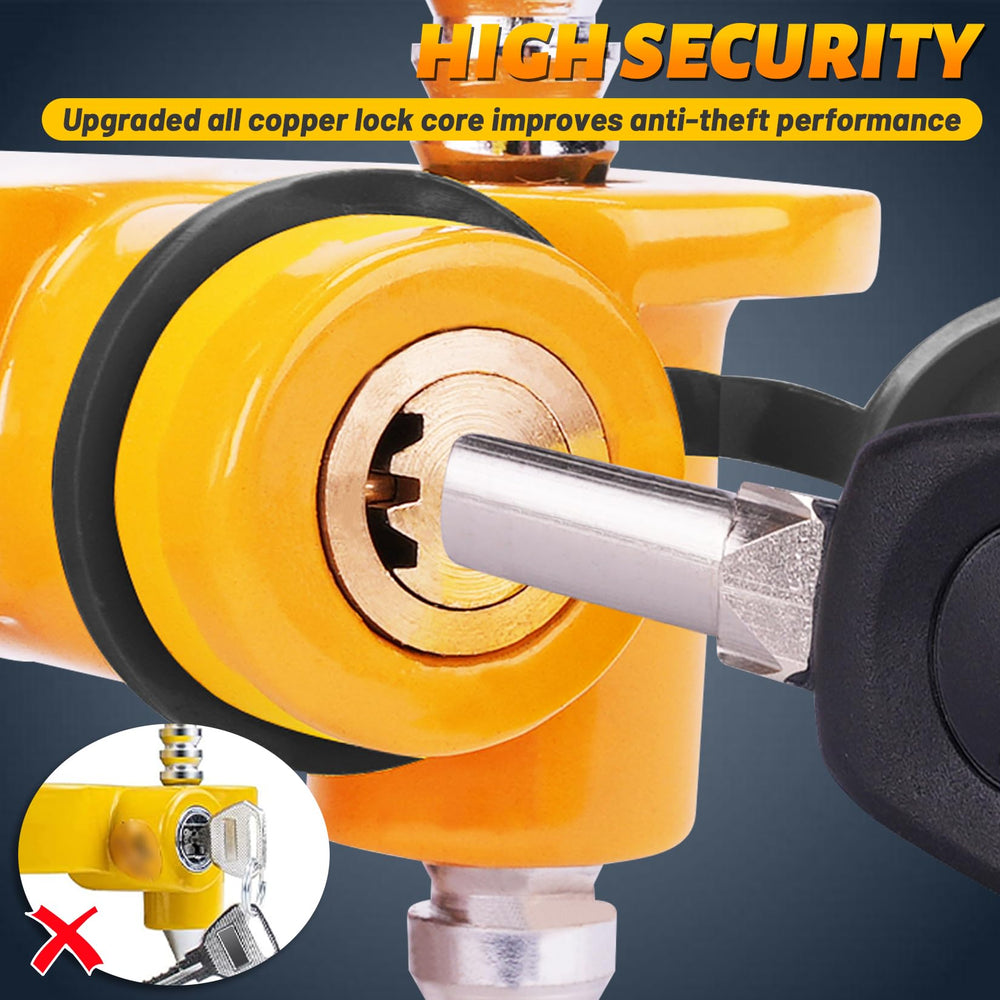 Turnart trailer coupler lock with 11-position adjustable fit.