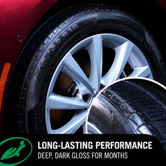 Layering more coats builds additional gloss on Turtle Wax tire shine for showroom-like results.