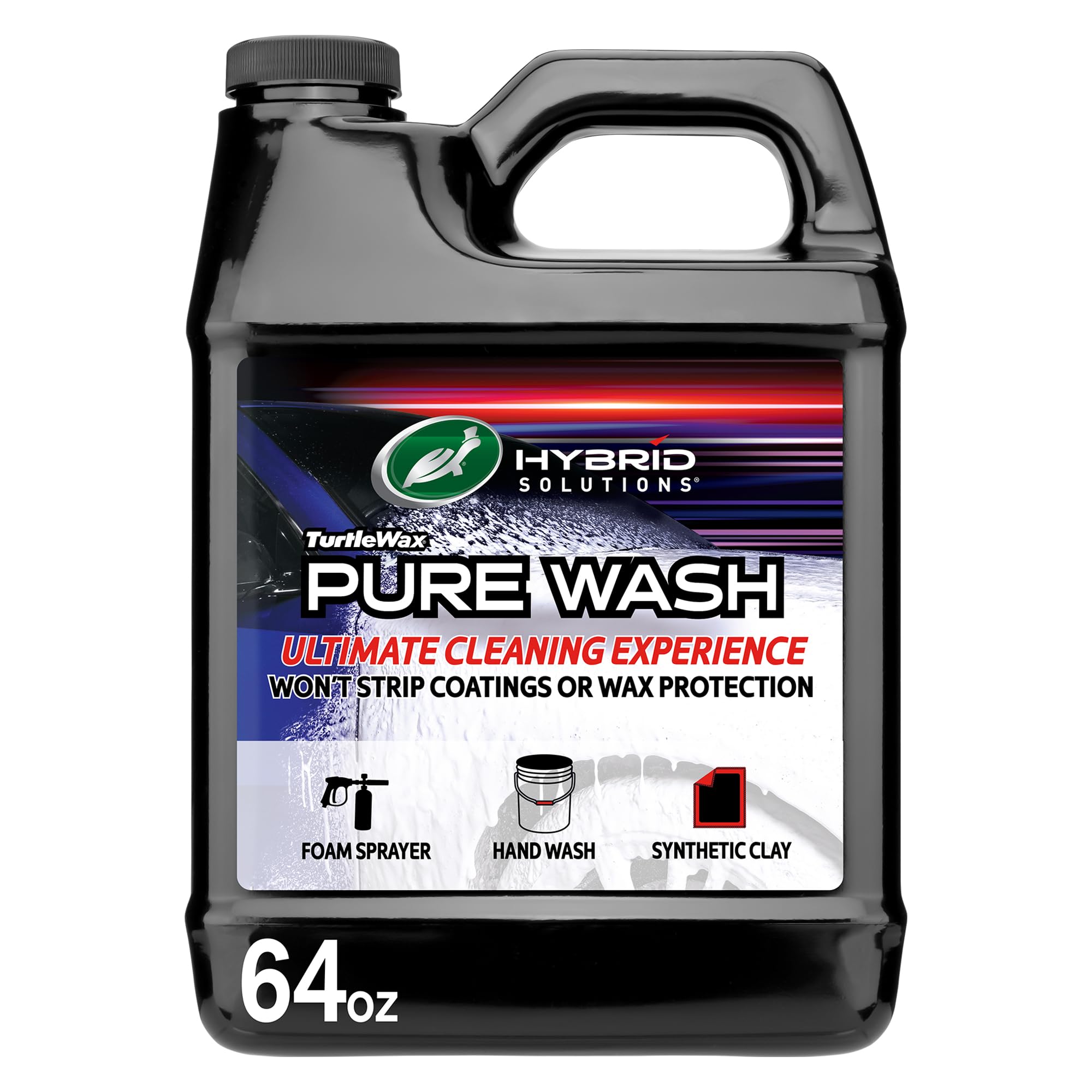 Turtle Wax Hybrid Solutions Pure Wash bucket application demonstrating safe, wax-preserving cleaning.
