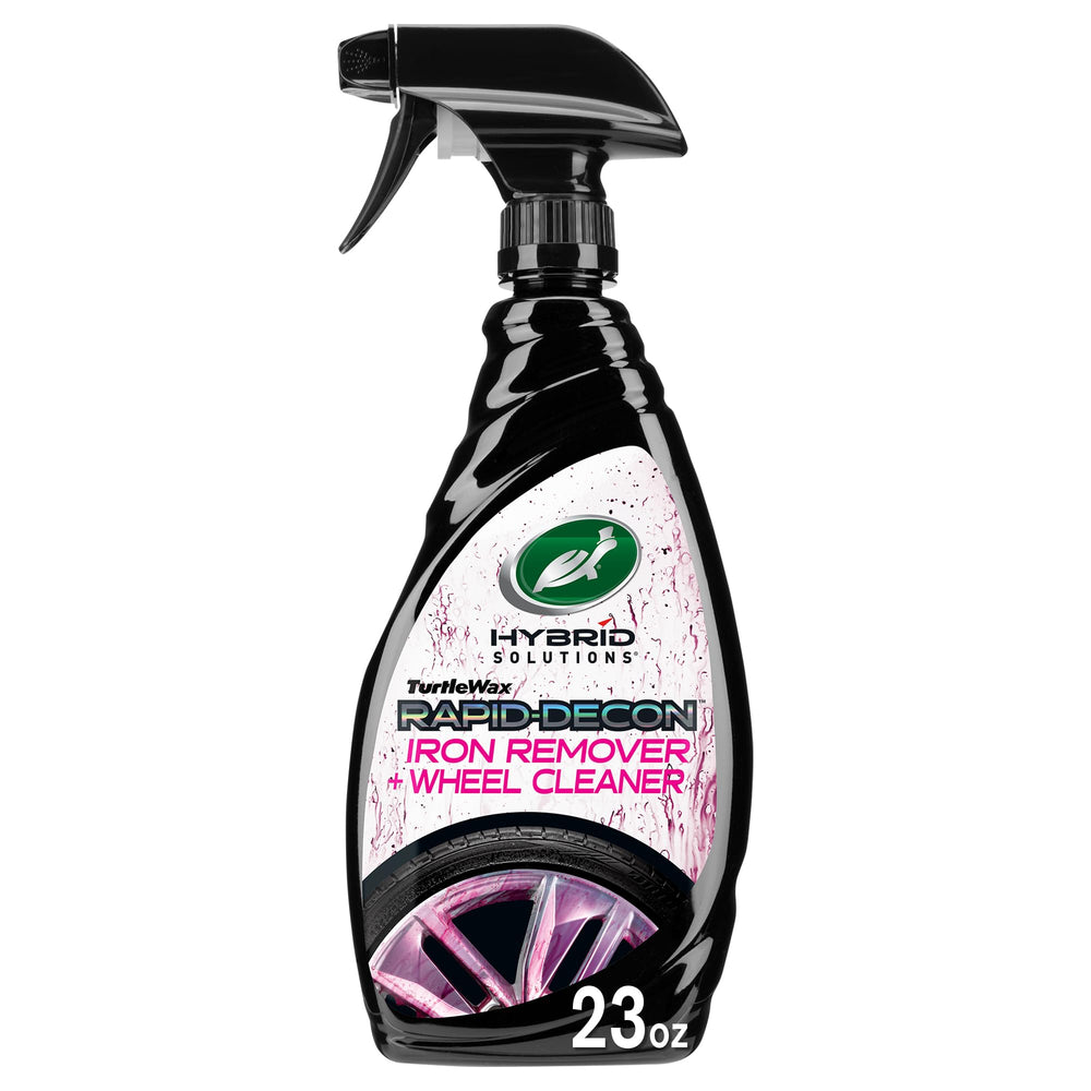 Turtle Wax Hybrid Solutions bottle pour demonstrates quick application on wheels