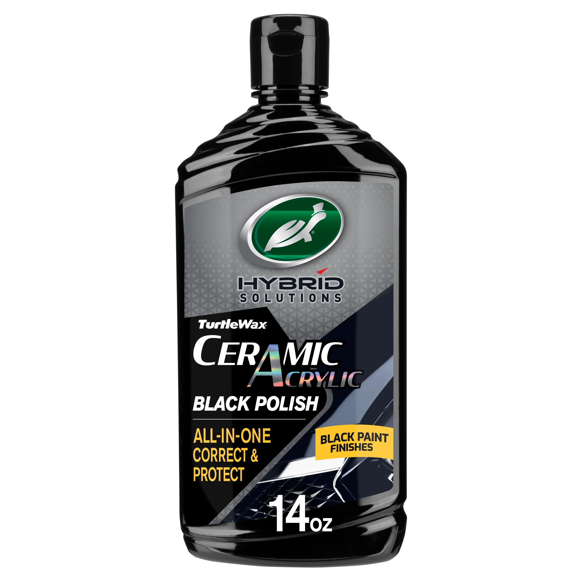 Turtle Wax Hybrid Solutions ceramic acrylic black polish application demonstrates deep showroom shine