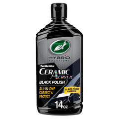 Turtle Wax Hybrid Solutions ceramic acrylic black polish application demonstrates deep showroom shine