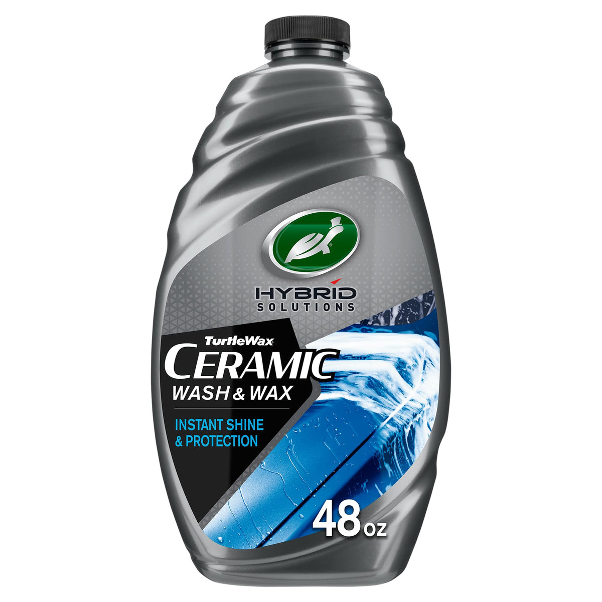 Turtle Wax Hybrid Solutions ceramic car wash bottle for a glossy, protective clean.