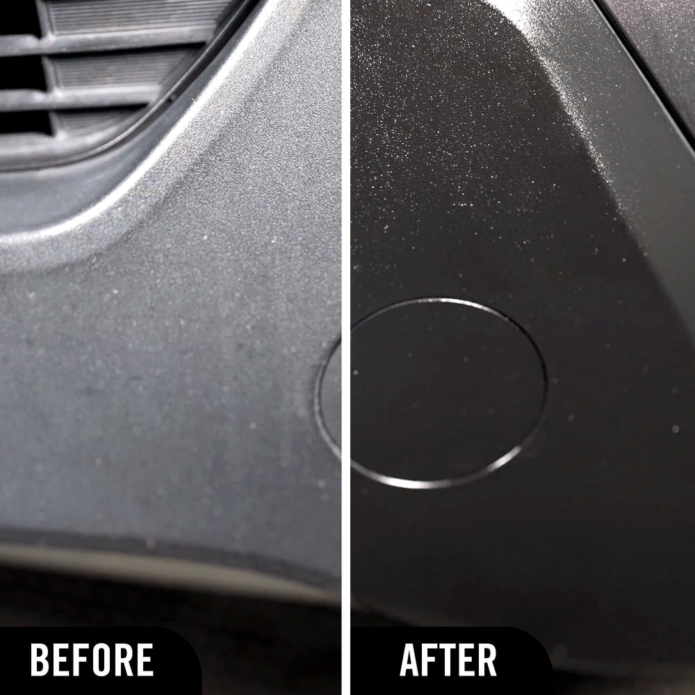 Application with foam applicator on black trim using Turtle Wax restorer