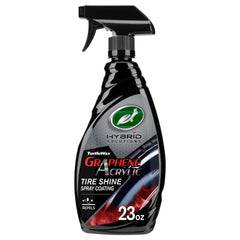 Turtle Wax Hybrid Solutions Graphene tire shine bottle delivering rich satin black finish.