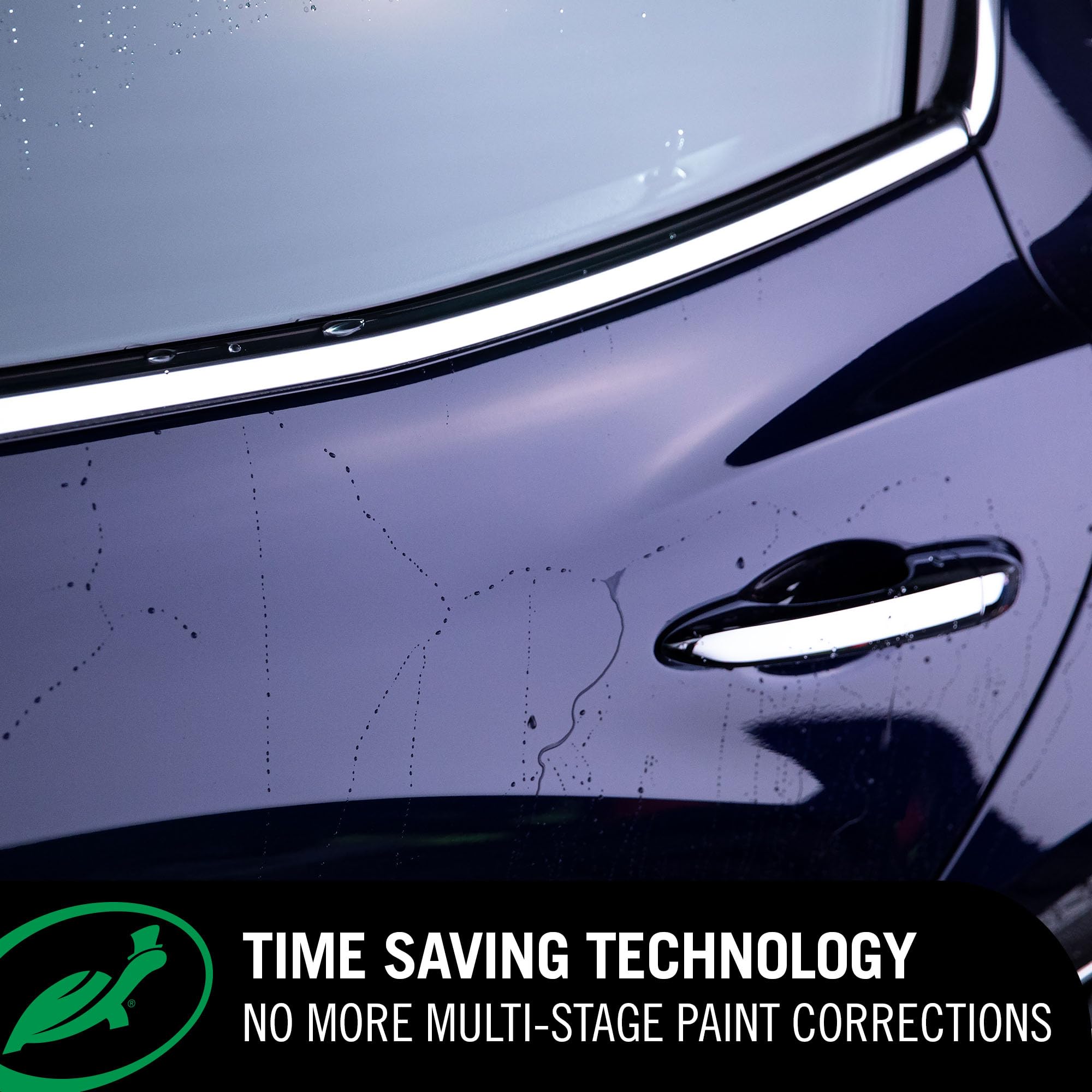 Turtle Wax Hybrid Solutions water beading close-up on glossy finish