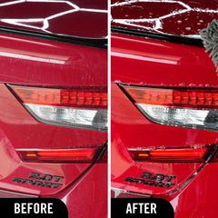 Turtle Wax Hybrid Solutions water-beading close-up showing rapid bead formation.