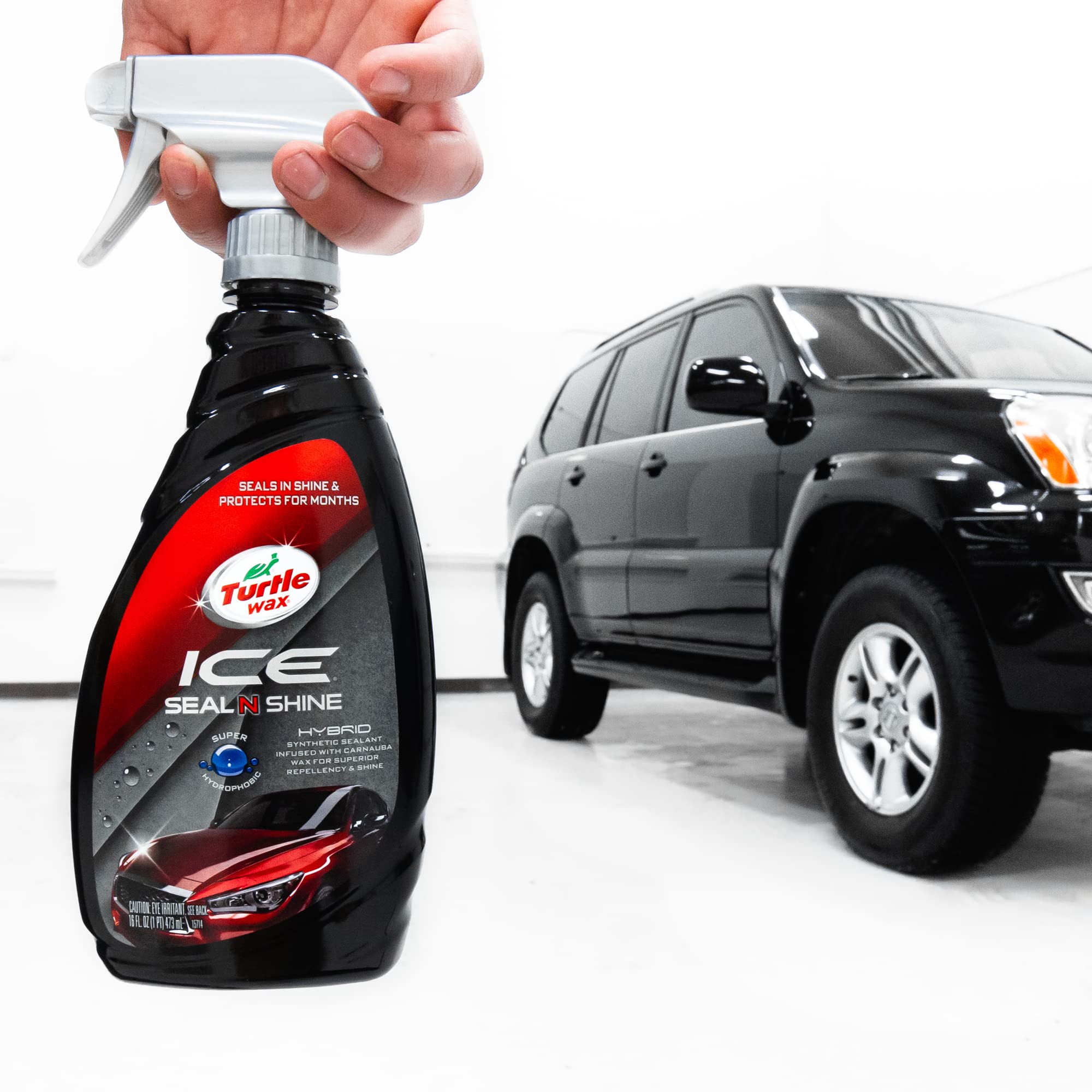 Turtle Wax ICE Seal N Shine water-bead action shows hydrophobic beading and drying benefits