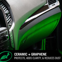 Turtle Wax Inside Job dashboard UV protection image emphasizes surface shielding from sunlight