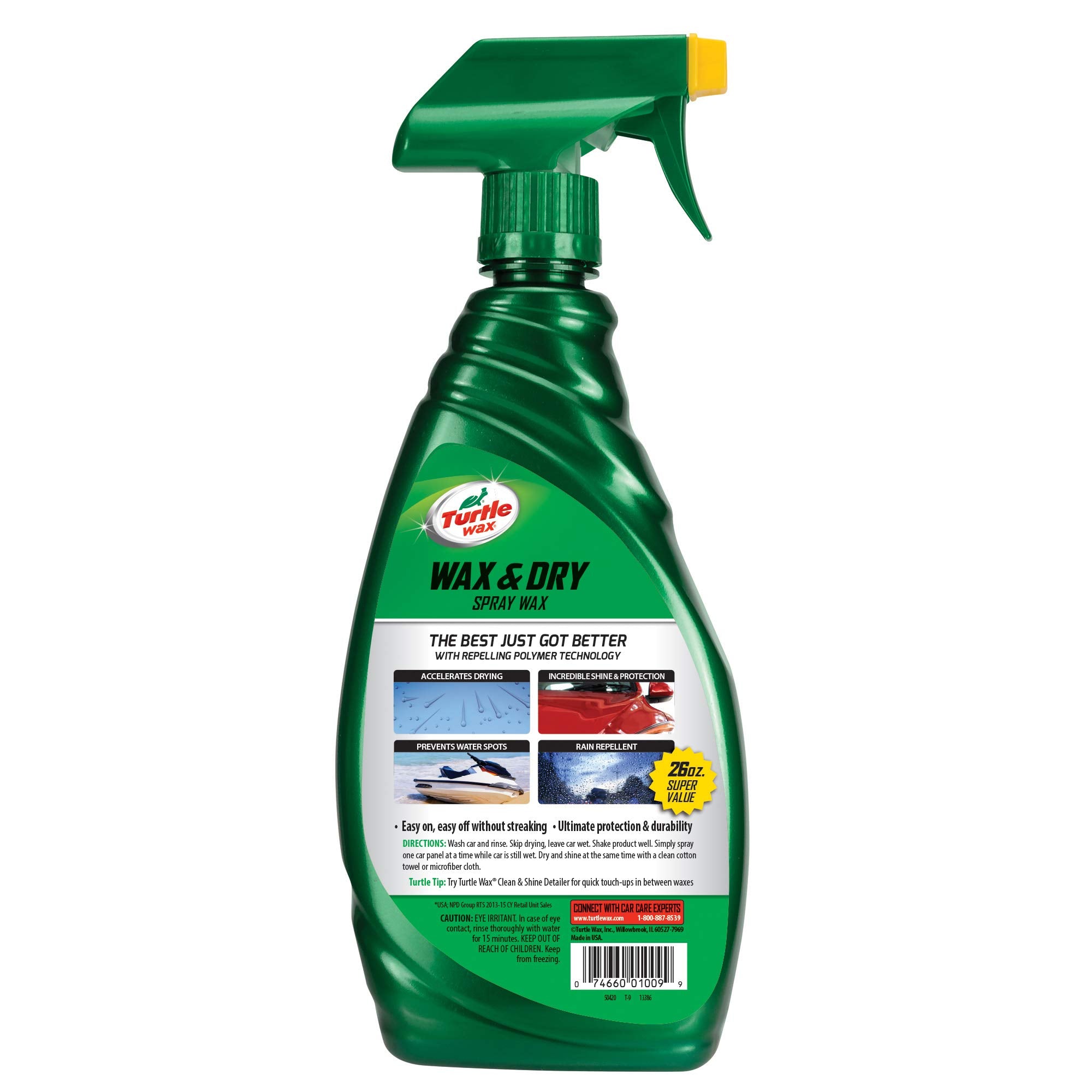 Turtle Wax Quick & Easy Wax & Dry in-action shot for rapid drying and shine.